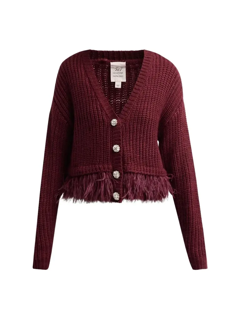 Cinq à Sept Women's Krissi Feather-Trim Cardigan