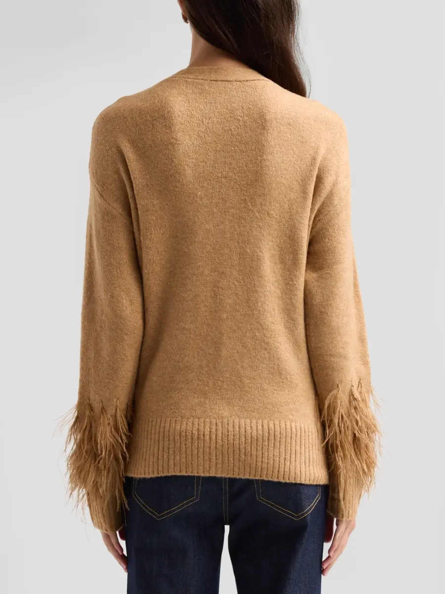 Cinq à Sept Women's Briana Feather-Trim Knit Cardigan | Thumbnail 3 Cinq à Sept Women's Briana Feather-Trim Knit Cardigan | Thumbnail 3