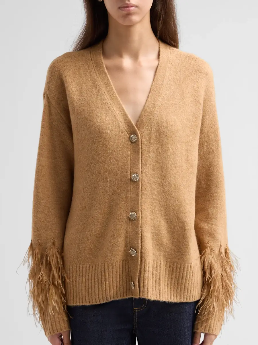 Cinq à Sept Women's Briana Feather-Trim Knit Cardigan | Thumbnail 5 Cinq à Sept Women's Briana Feather-Trim Knit Cardigan | Thumbnail 5