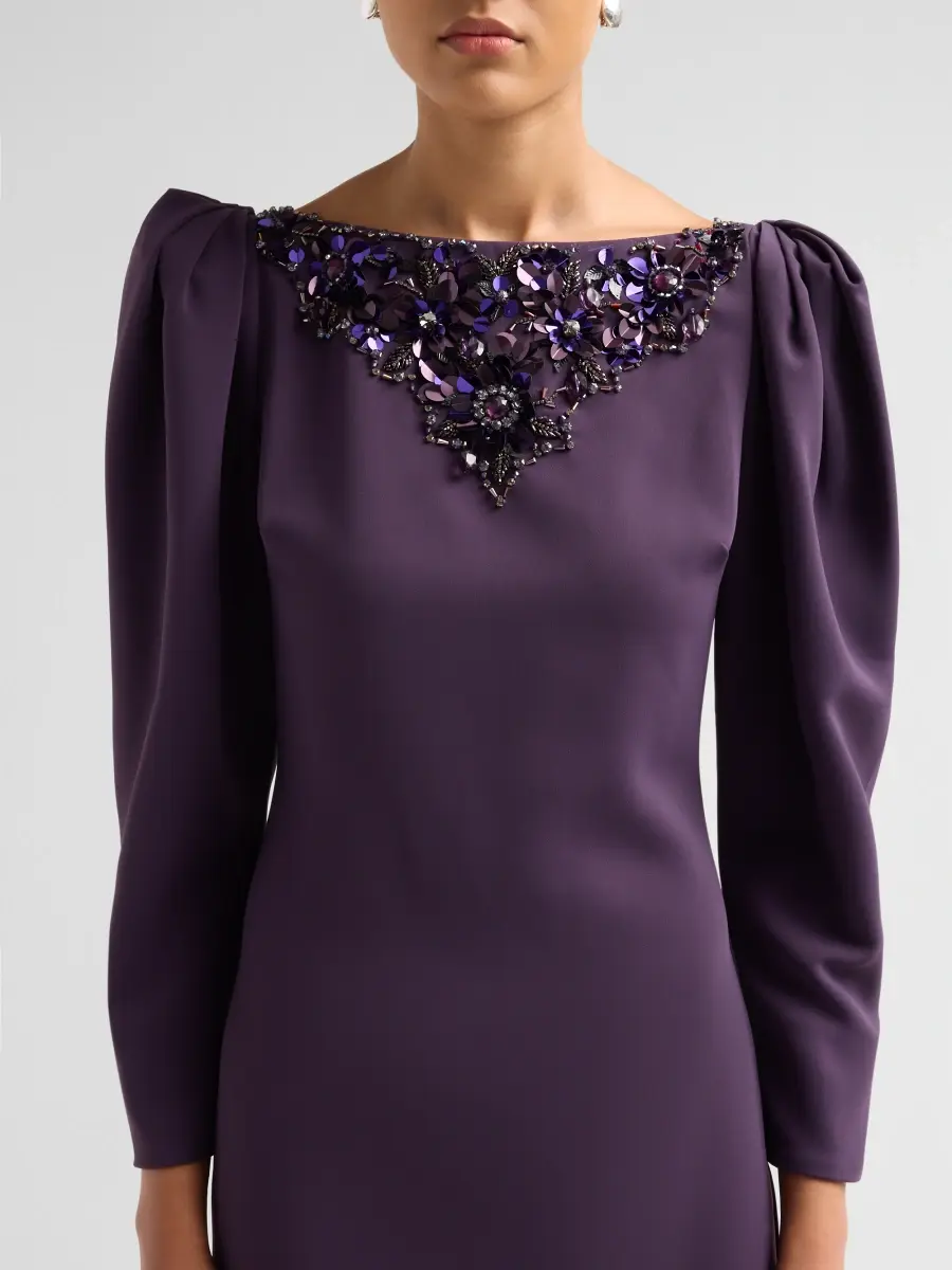 BADGLEY MISCHKA Women's Beaded-Yoke Midi Sheath Dress | Thumbnail 5 BADGLEY MISCHKA Women's Beaded-Yoke Midi Sheath Dress | Thumbnail 5