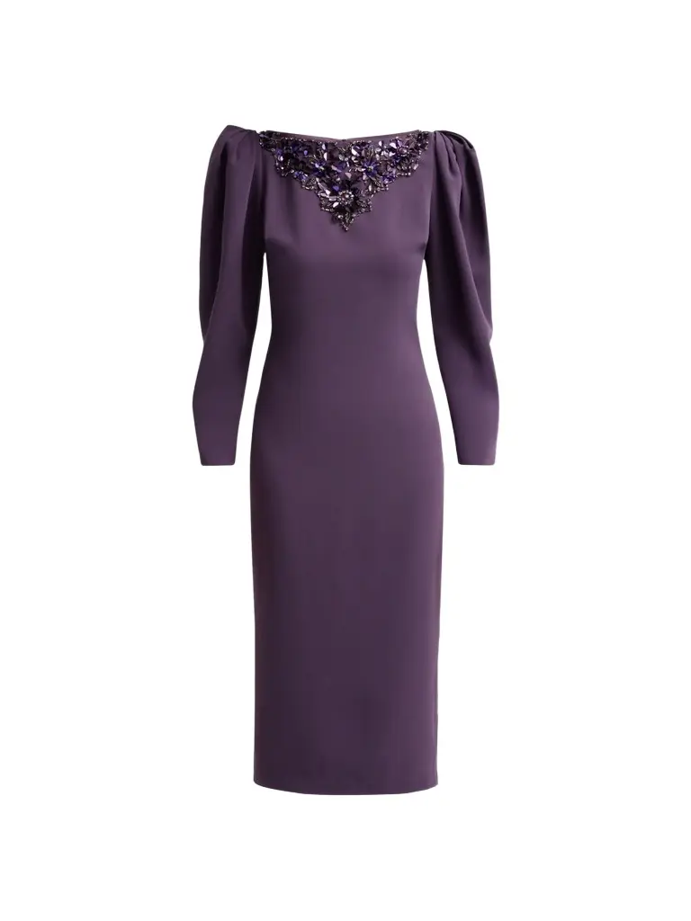 Women's Beaded-Yoke Midi Sheath Dress