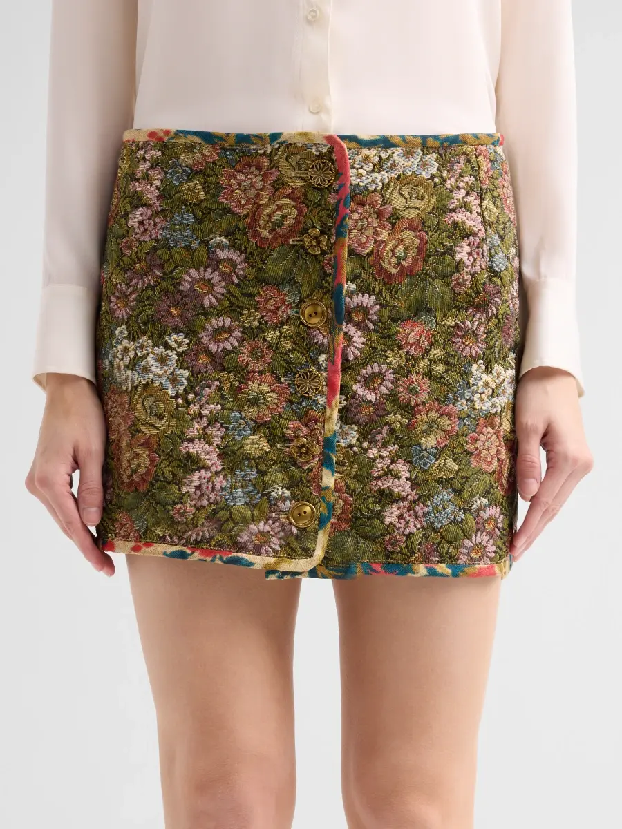 Farm Rio Women's Floral Jacquard Mini Skirt | Thumbnail 5 Farm Rio Women's Floral Jacquard Mini Skirt | Thumbnail 5
