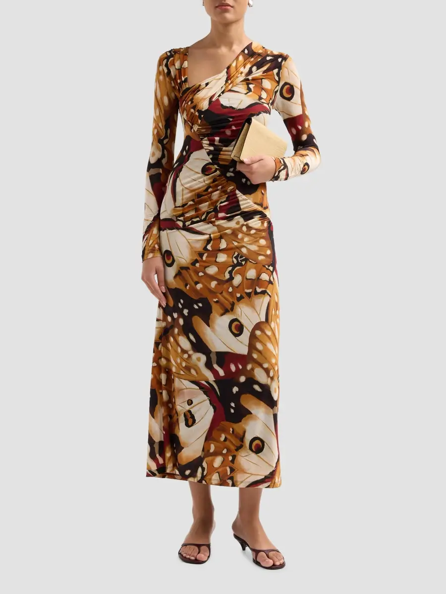 Farm Rio Women's Borbofly Print Ruched A-Line Maxi Dress | Thumbnail 2 Farm Rio Women's Borbofly Print Ruched A-Line Maxi Dress | Thumbnail 2