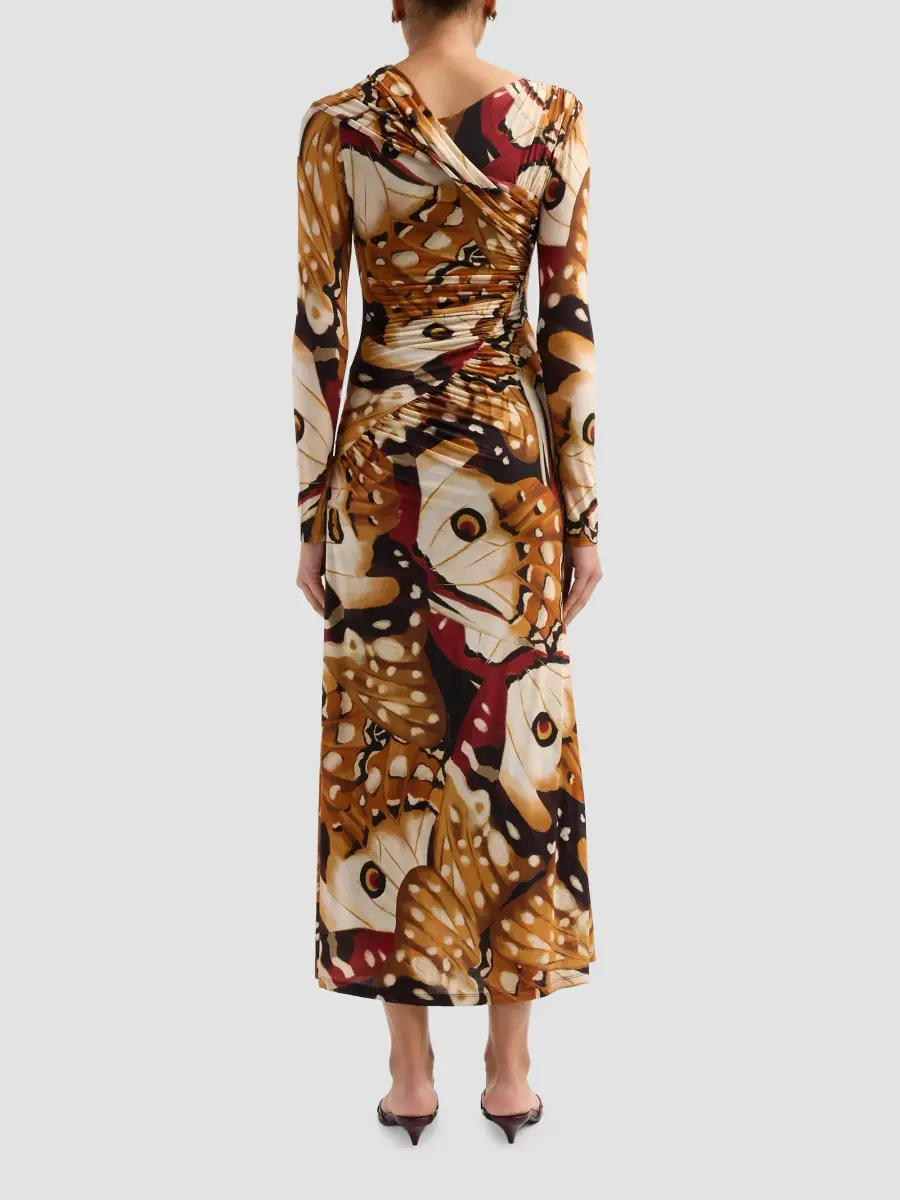 Farm Rio Women's Borbofly Print Ruched A-Line Maxi Dress | Thumbnail 3 Farm Rio Women's Borbofly Print Ruched A-Line Maxi Dress | Thumbnail 3
