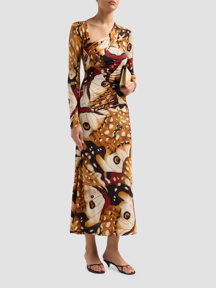 Farm Rio Women's Borbofly Print Ruched A-Line Maxi Dress | Thumbnail 4 Farm Rio Women's Borbofly Print Ruched A-Line Maxi Dress | Thumbnail 4