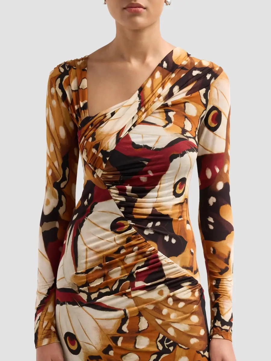 Farm Rio Women's Borbofly Print Ruched A-Line Maxi Dress | Thumbnail 5 Farm Rio Women's Borbofly Print Ruched A-Line Maxi Dress | Thumbnail 5