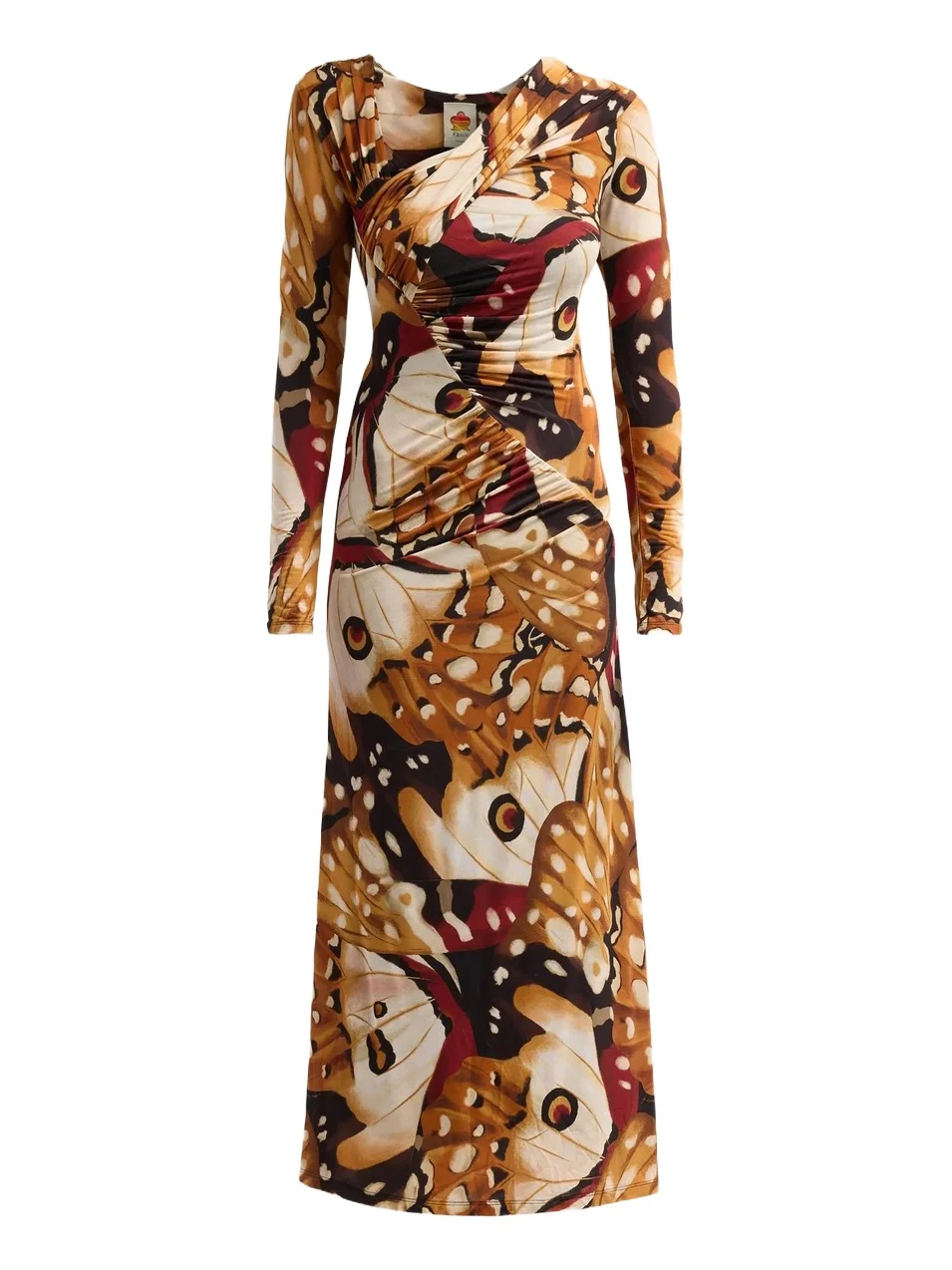 Women's Borbofly Print Ruched A-Line Maxi Dress Women's Borbofly Print Ruched A-Line Maxi Dress