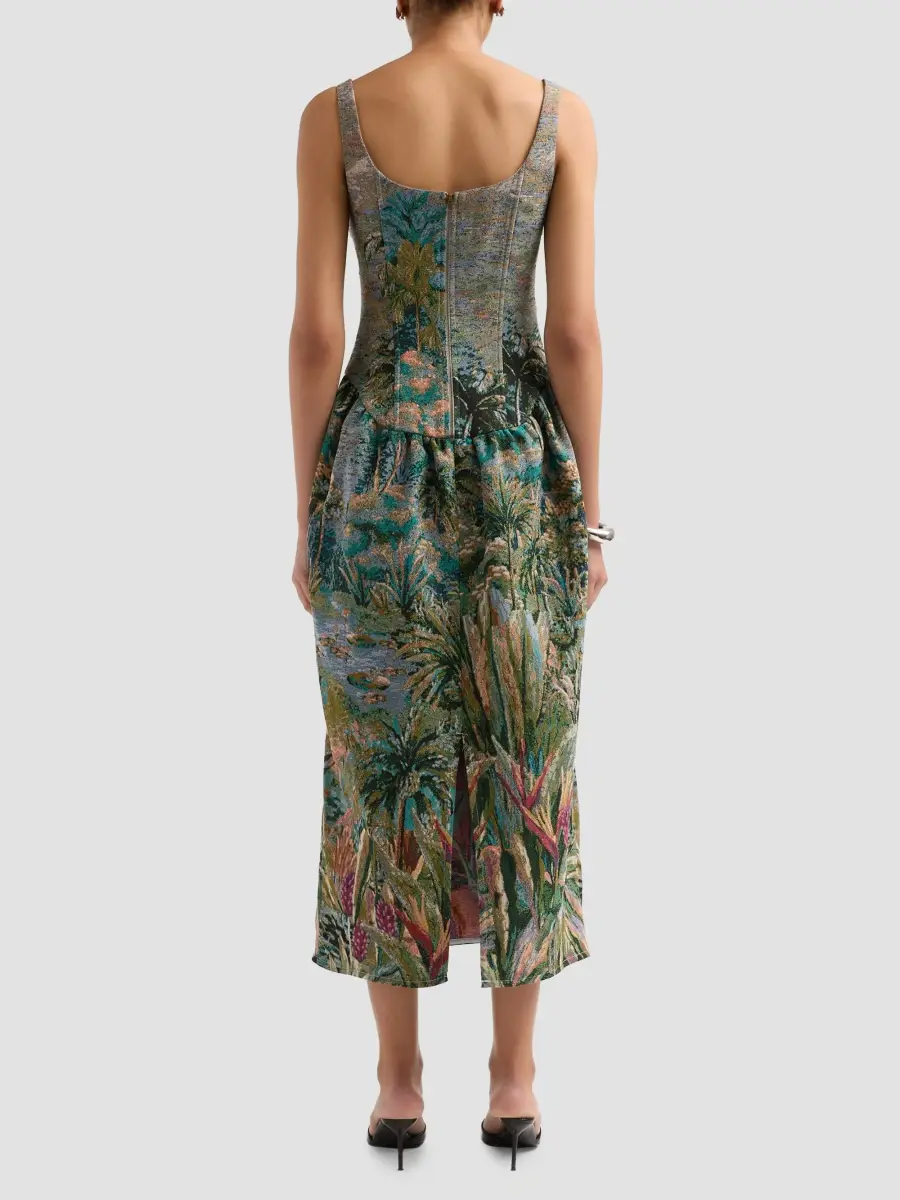 Farm Rio Women's Petrichor Tropical Jacquard Midi Dress | Thumbnail 3 Farm Rio Women's Petrichor Tropical Jacquard Midi Dress | Thumbnail 3
