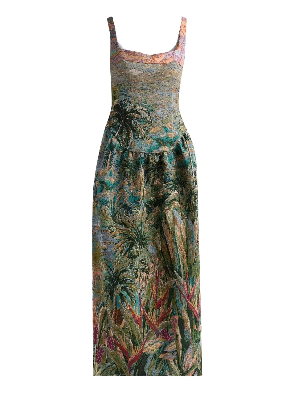Farm Rio Women's Petrichor Tropical Jacquard Midi Dress