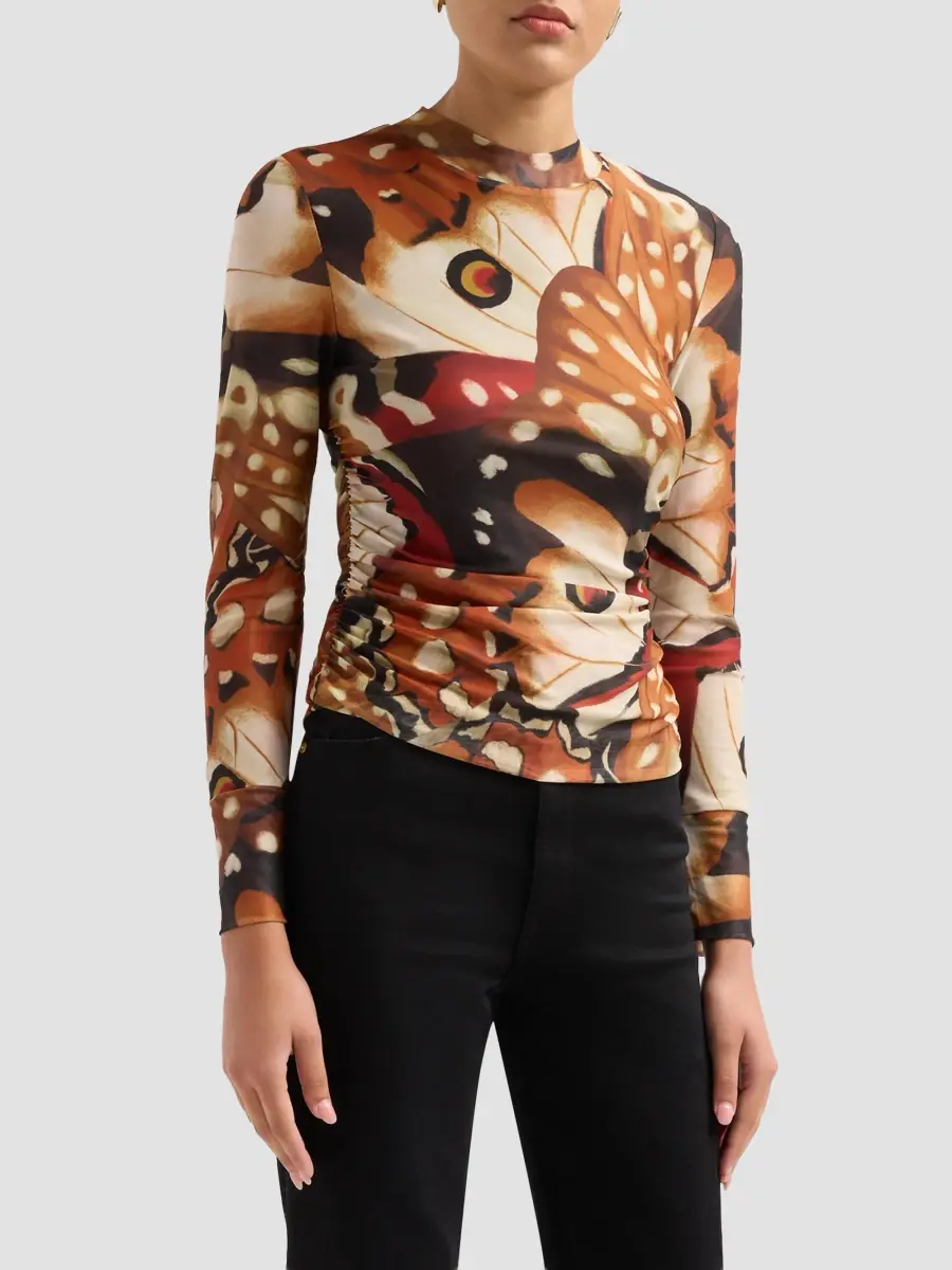 Farm Rio Women's Borbofly-Print Tulle Top | Thumbnail 4