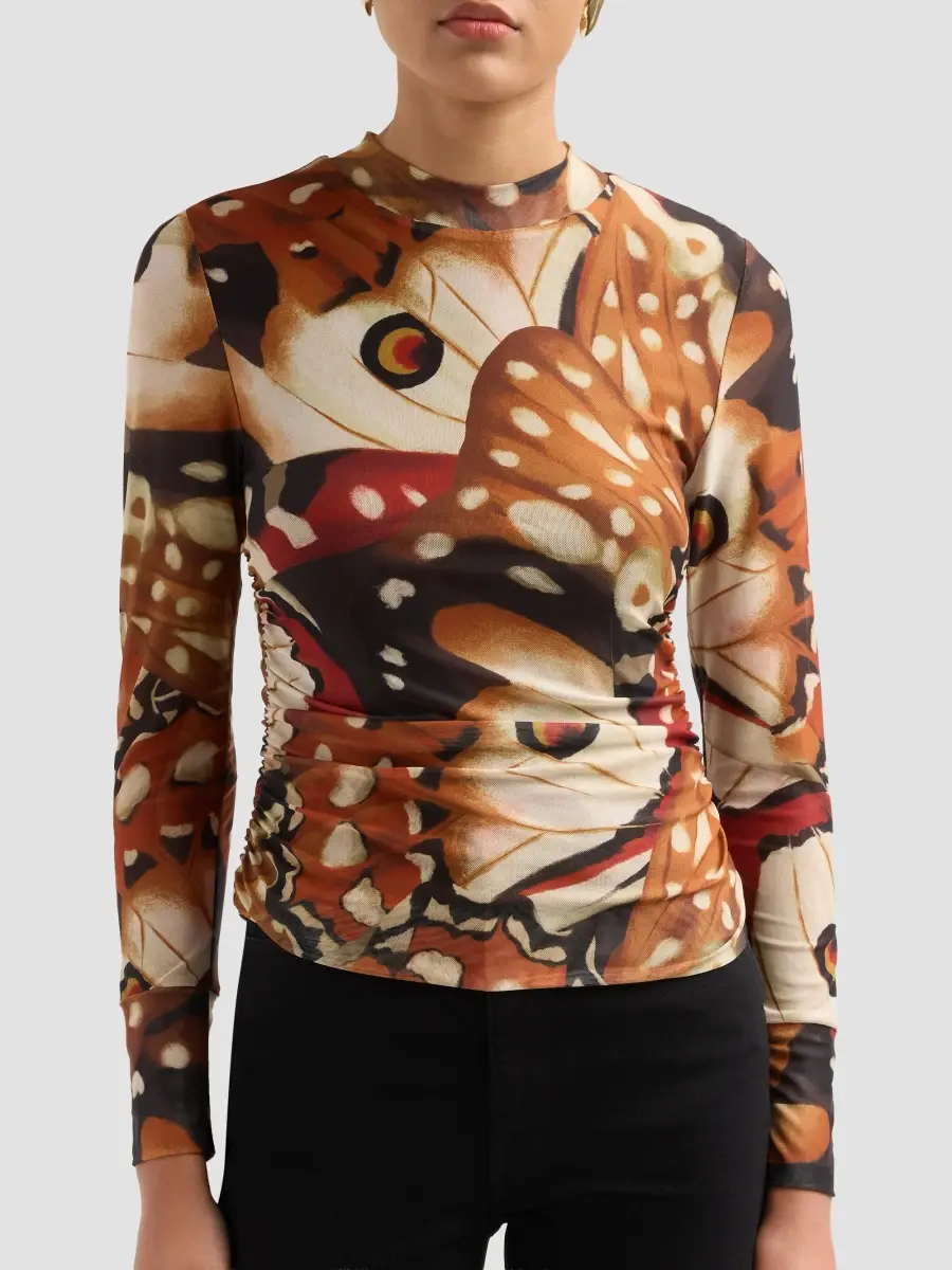 Farm Rio Women's Borbofly-Print Tulle Top | Thumbnail 5