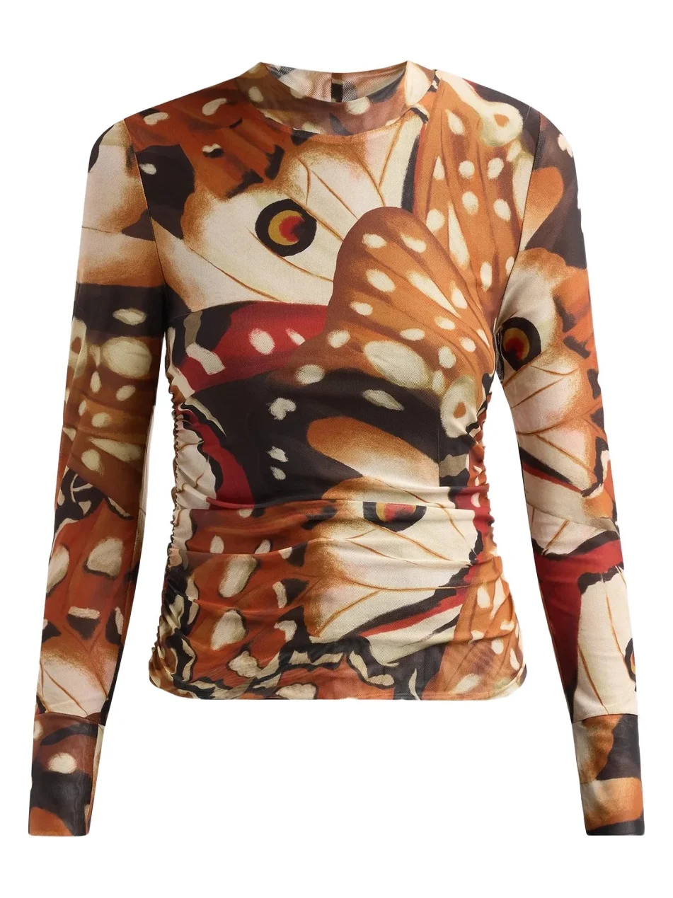 Farm Rio Women's Borbofly-Print Tulle Top
