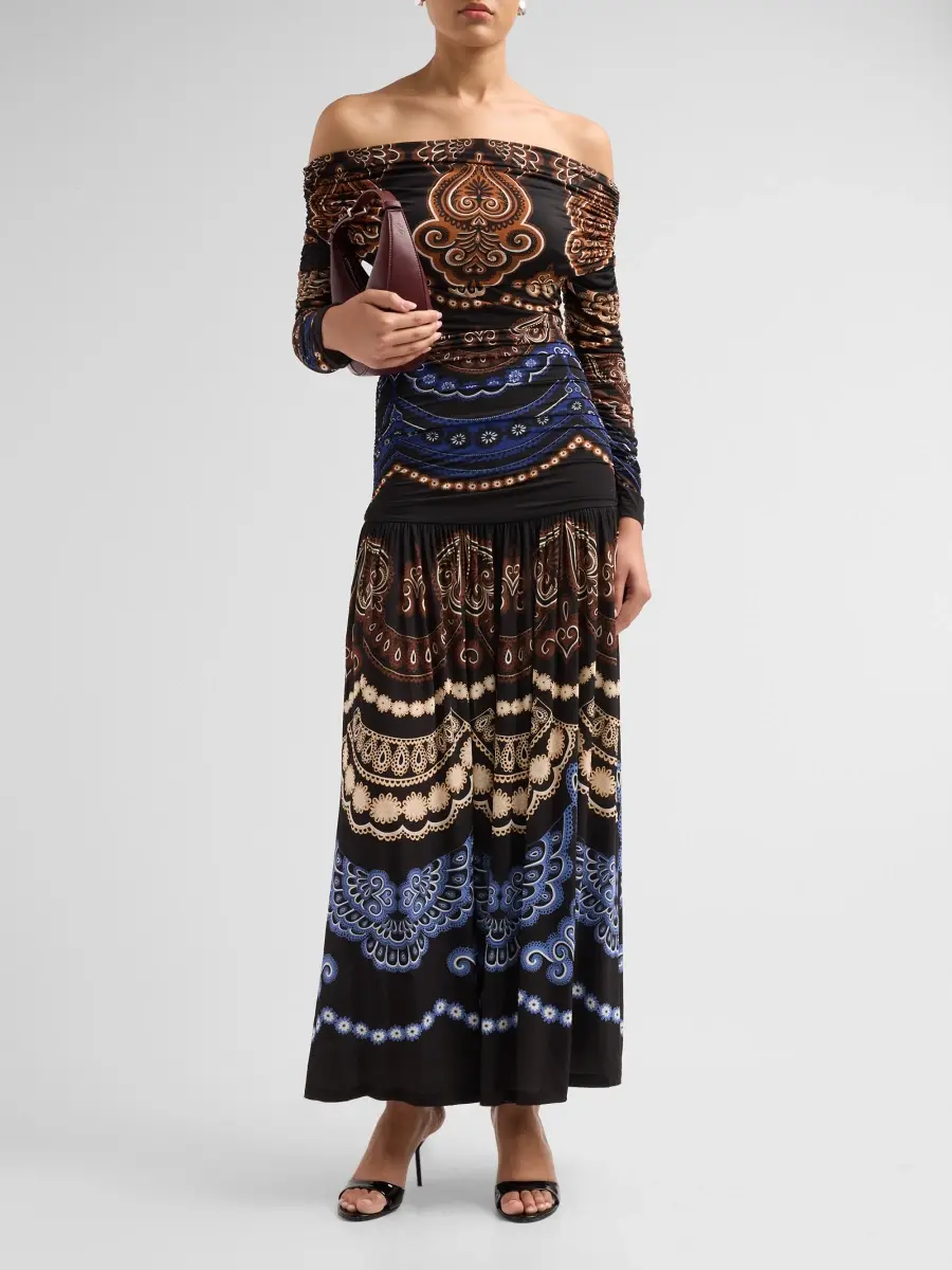 Farm Rio Women's Nicole Printed Ruched Jersey Maxi Dress | Thumbnail 2 Farm Rio Women's Nicole Printed Ruched Jersey Maxi Dress | Thumbnail 2