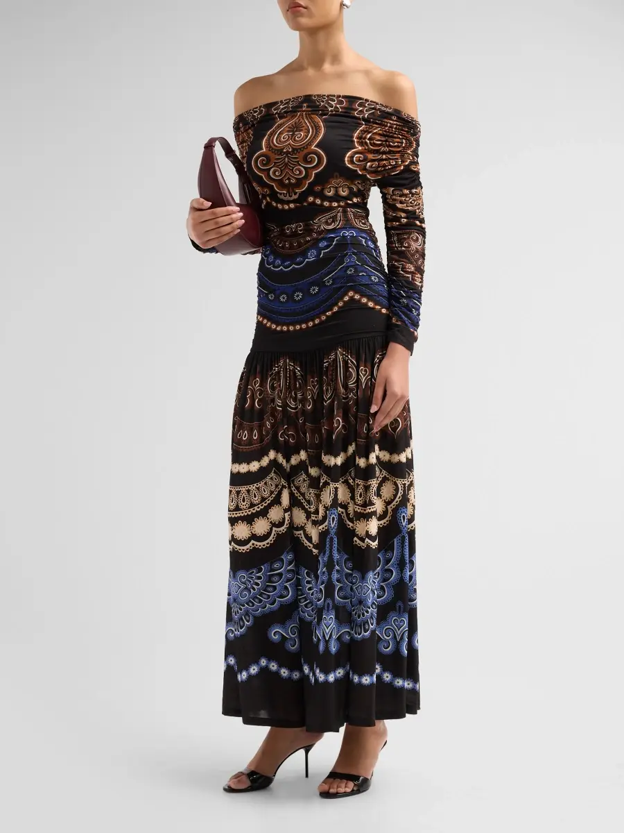 Farm Rio Women's Nicole Printed Ruched Jersey Maxi Dress | Thumbnail 4 Farm Rio Women's Nicole Printed Ruched Jersey Maxi Dress | Thumbnail 4