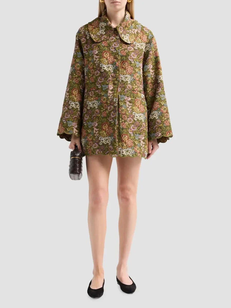 Farm Rio Women's Floral Jacquard Trench Coat | Thumbnail 2 Farm Rio Women's Floral Jacquard Trench Coat | Thumbnail 2