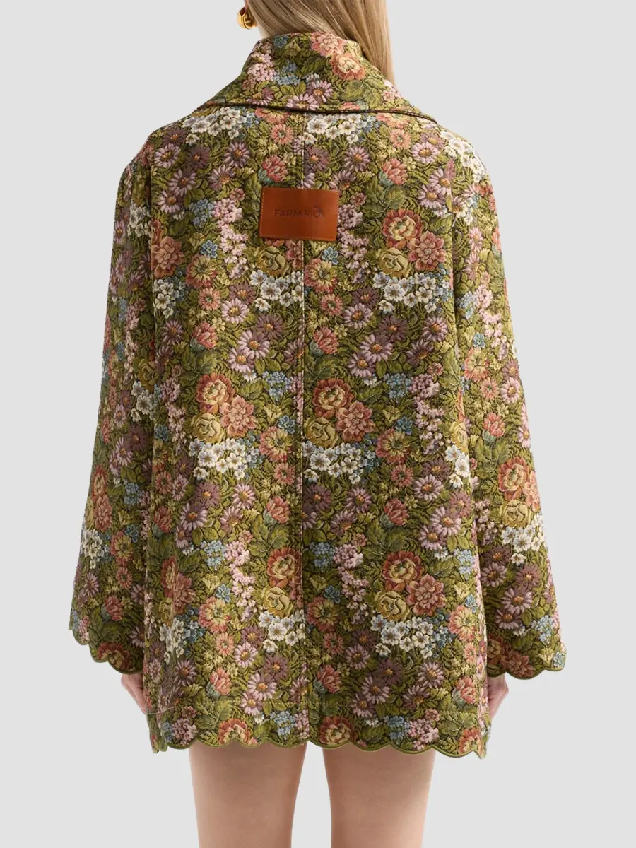 Farm Rio Women's Floral Jacquard Trench Coat | Thumbnail 3 Farm Rio Women's Floral Jacquard Trench Coat | Thumbnail 3