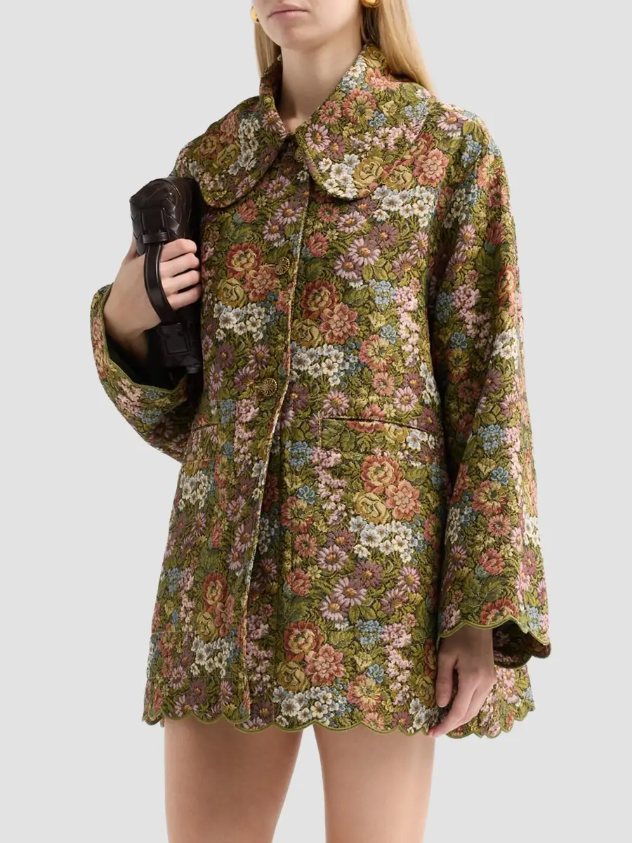Farm Rio Women's Floral Jacquard Trench Coat | Thumbnail 4 Farm Rio Women's Floral Jacquard Trench Coat | Thumbnail 4