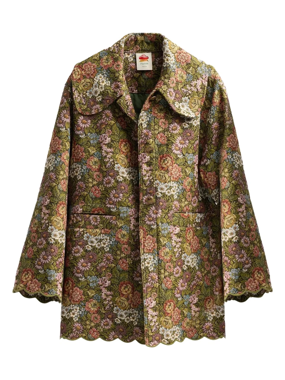 Farm Rio Women's Floral Jacquard Trench Coat