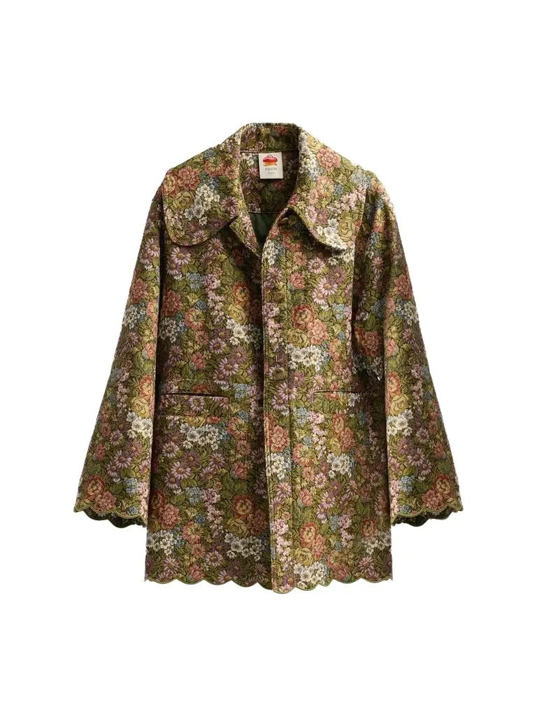 Women's Floral Jacquard Trench Coat Women's Floral Jacquard Trench Coat
