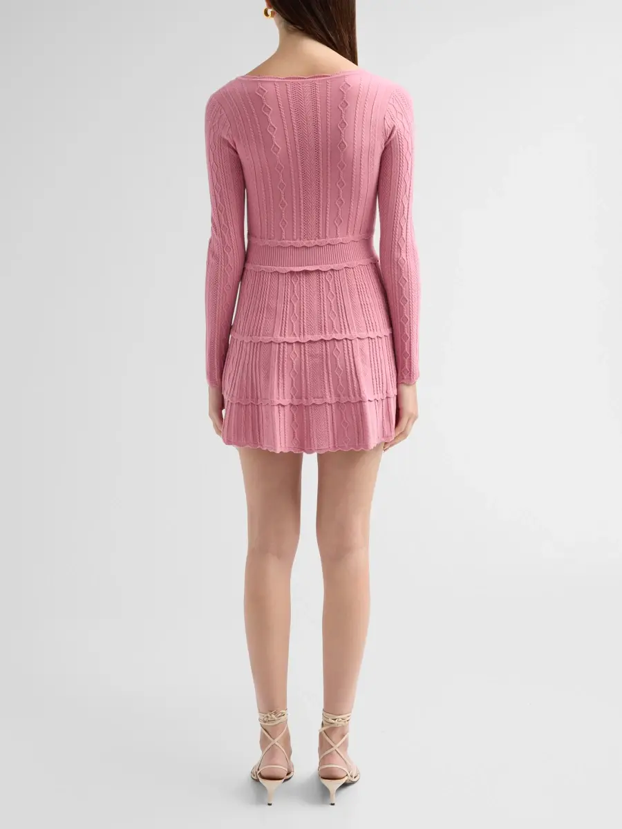 LoveShackFancy Women's Lunelle Pointelle Knit Mini Dress | Thumbnail 3