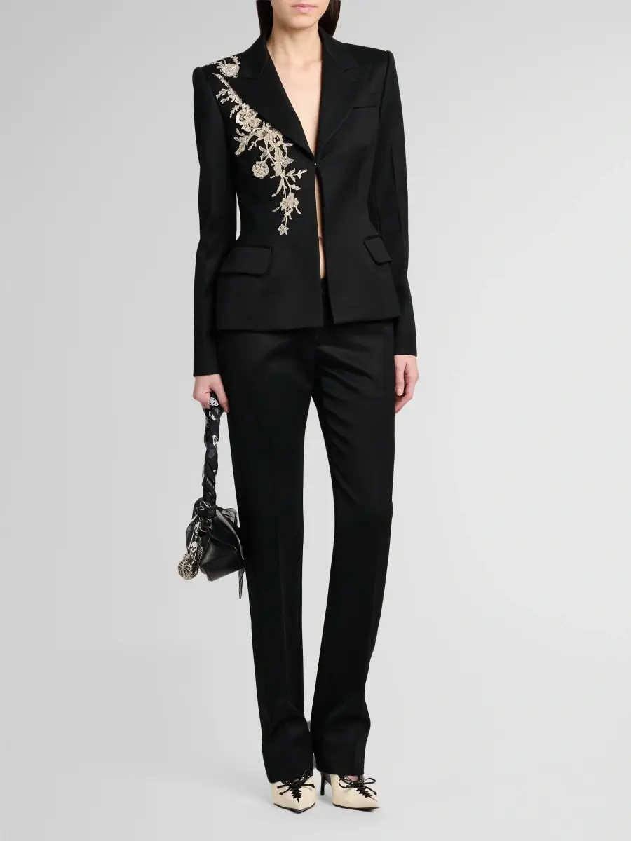Alexander McQueen Women's Embellished Single-Breasted Jacket | Thumbnail 2 Alexander McQueen Women's Embellished Single-Breasted Jacket | Thumbnail 2