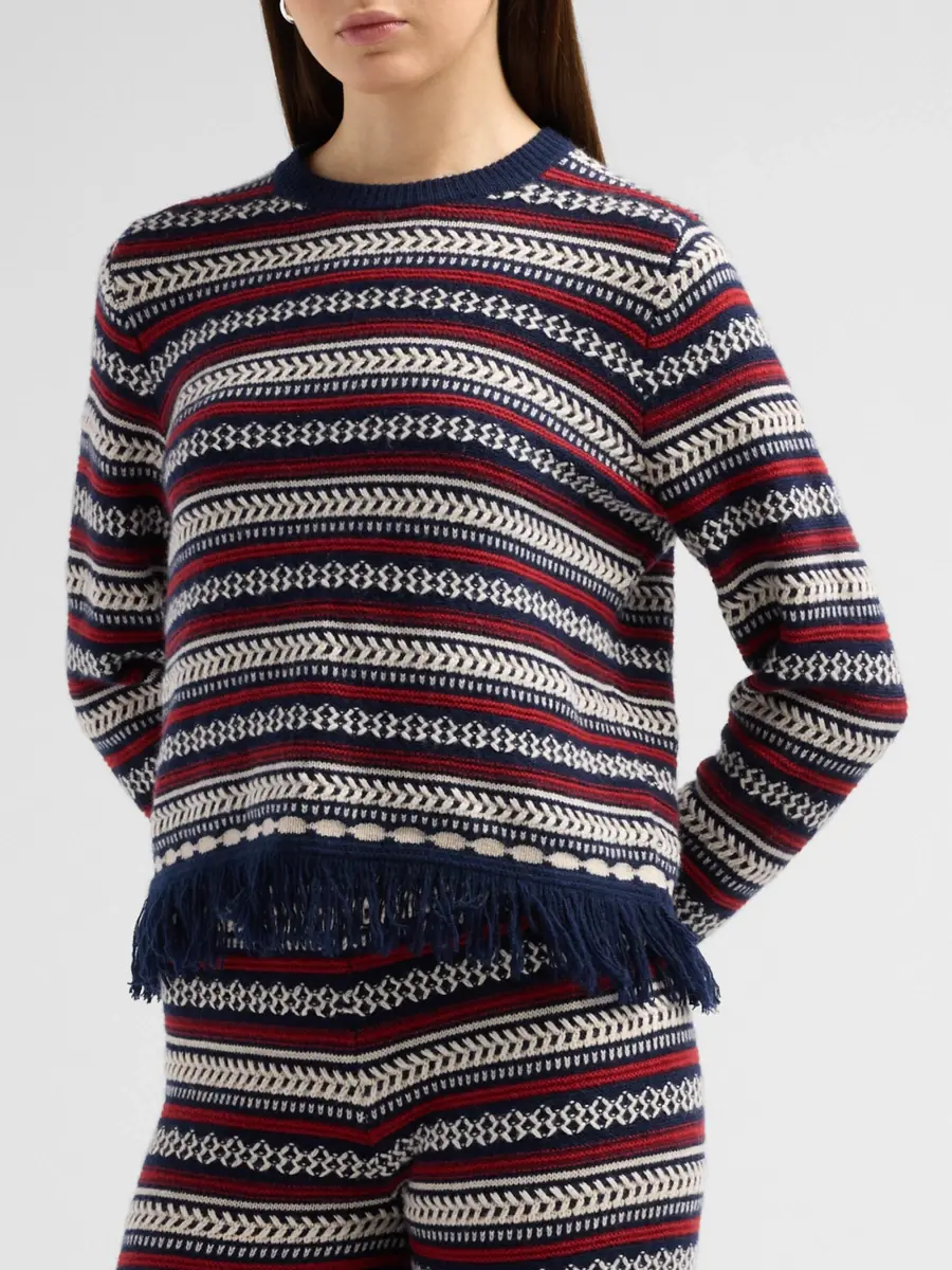 Guest In Residence Women's Western Striped Wool-Cashmere Sweater | Thumbnail 4 Guest In Residence Women's Western Striped Wool-Cashmere Sweater | Thumbnail 4