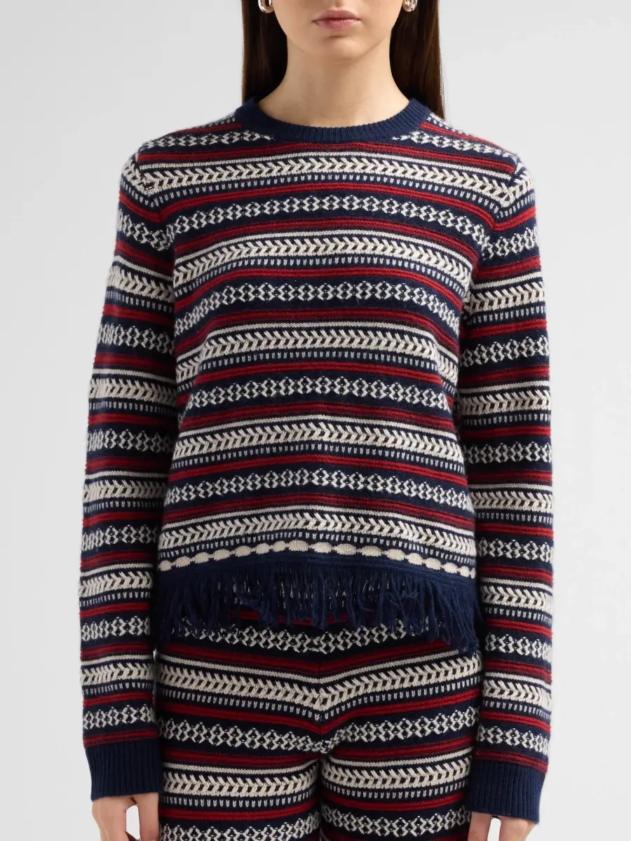 Guest In Residence Women's Western Striped Wool-Cashmere Sweater | Thumbnail 5 Guest In Residence Women's Western Striped Wool-Cashmere Sweater | Thumbnail 5