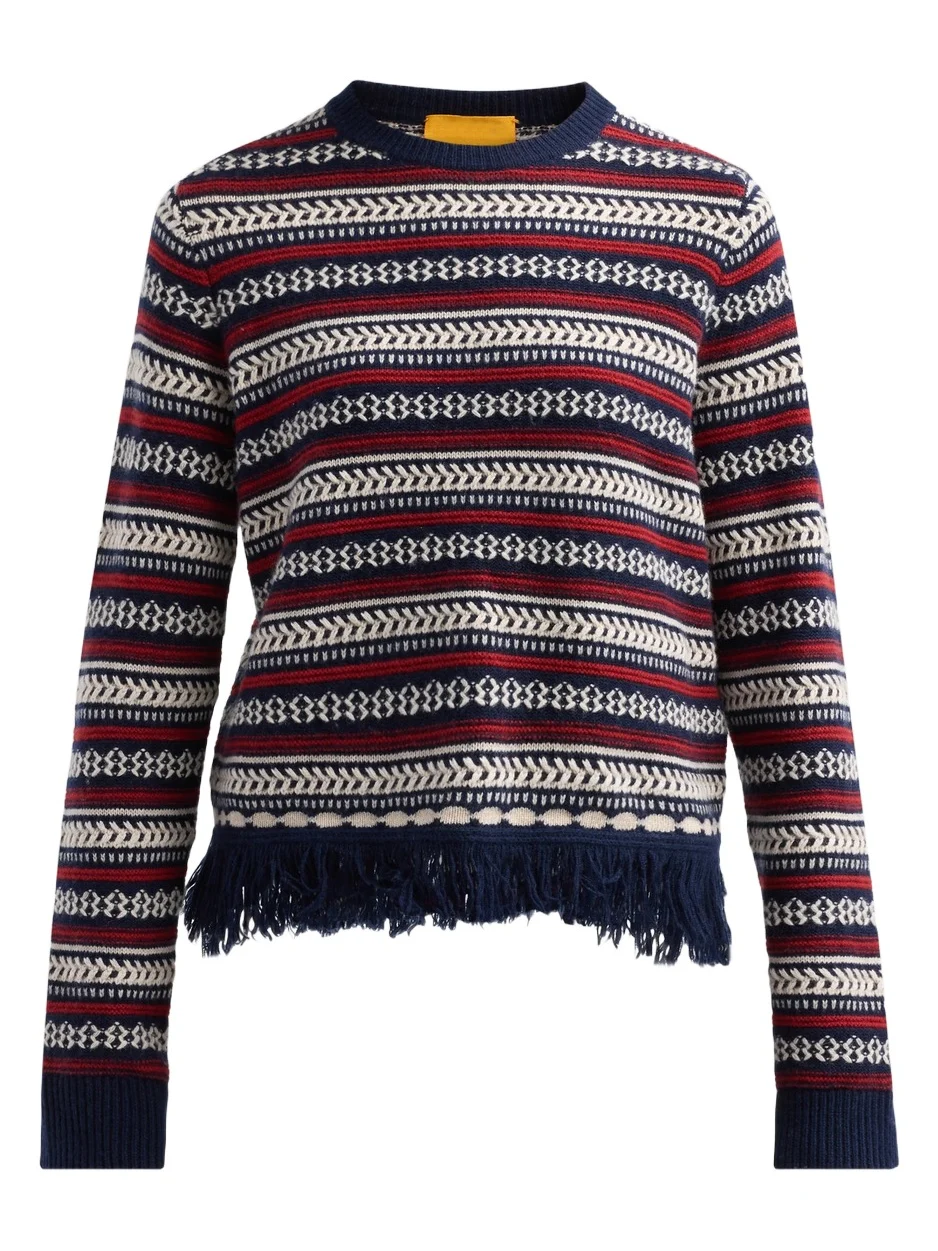 Women's Western Striped Wool-Cashmere Sweater