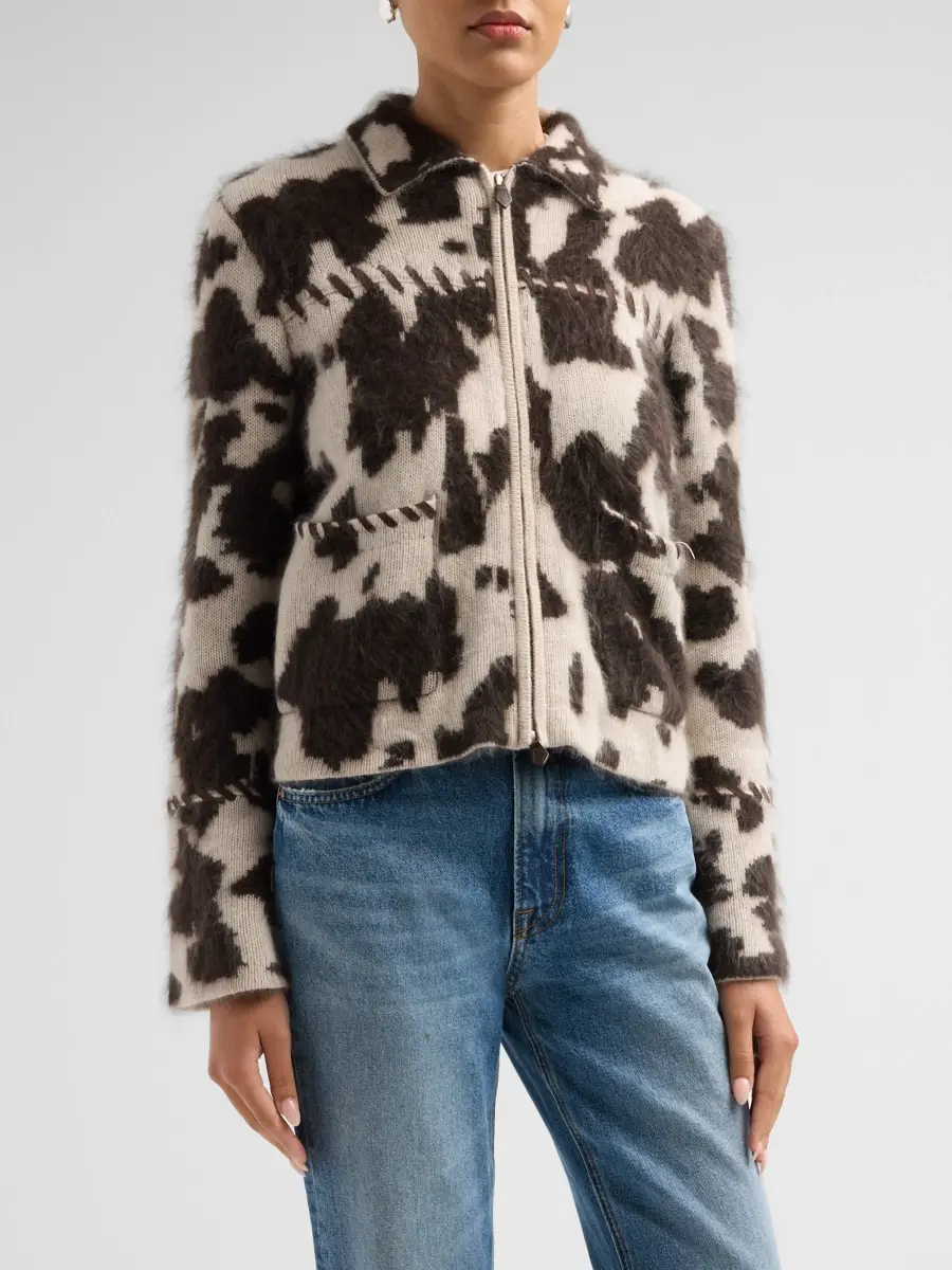 Guest In Residence Women's Grizzly Cowhide Cashmere Zip-Up Jacket | Thumbnail 4 Guest In Residence Women's Grizzly Cowhide Cashmere Zip-Up Jacket | Thumbnail 4