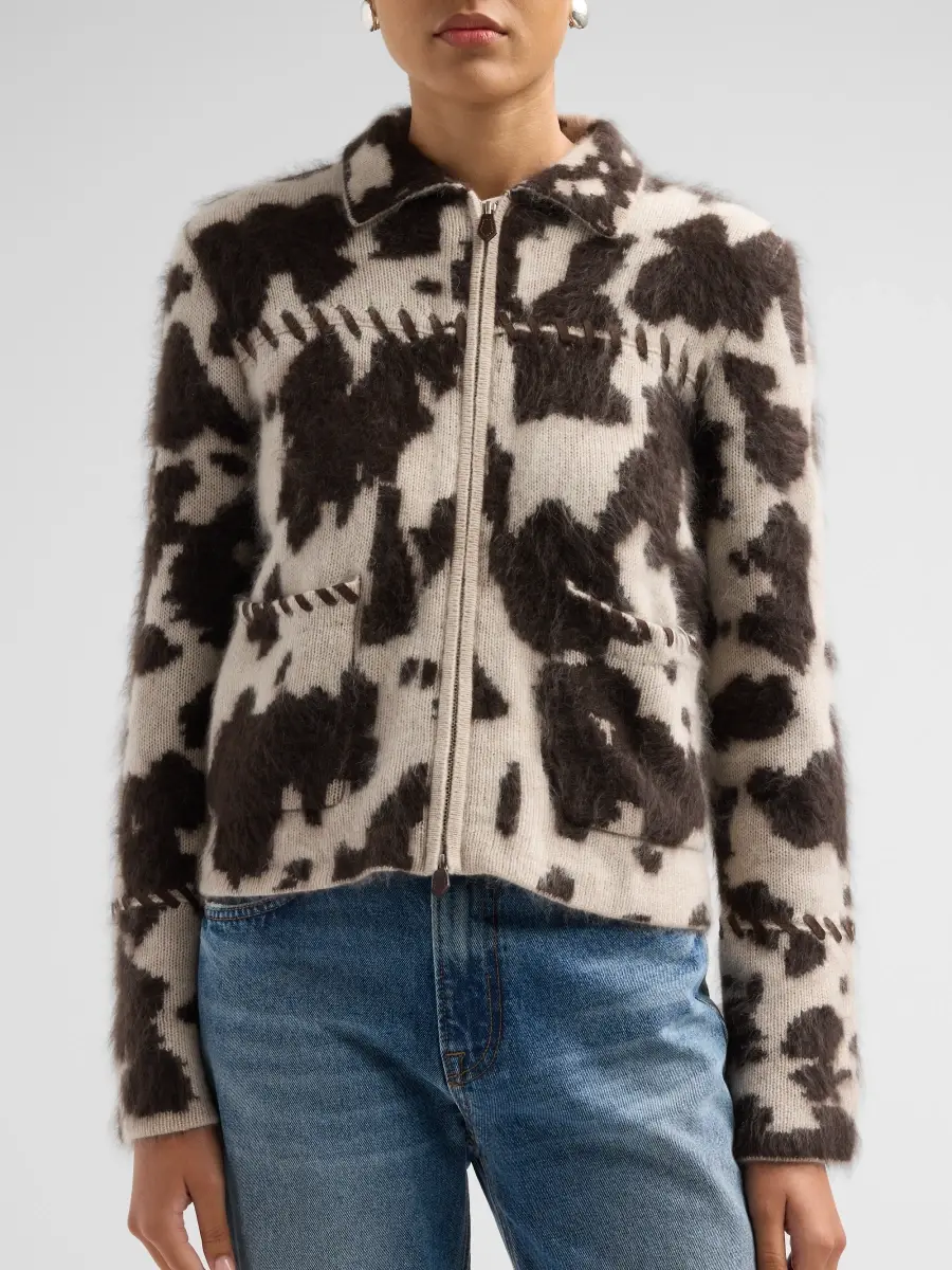 Guest In Residence Women's Grizzly Cowhide Cashmere Zip-Up Jacket | Thumbnail 5 Guest In Residence Women's Grizzly Cowhide Cashmere Zip-Up Jacket | Thumbnail 5