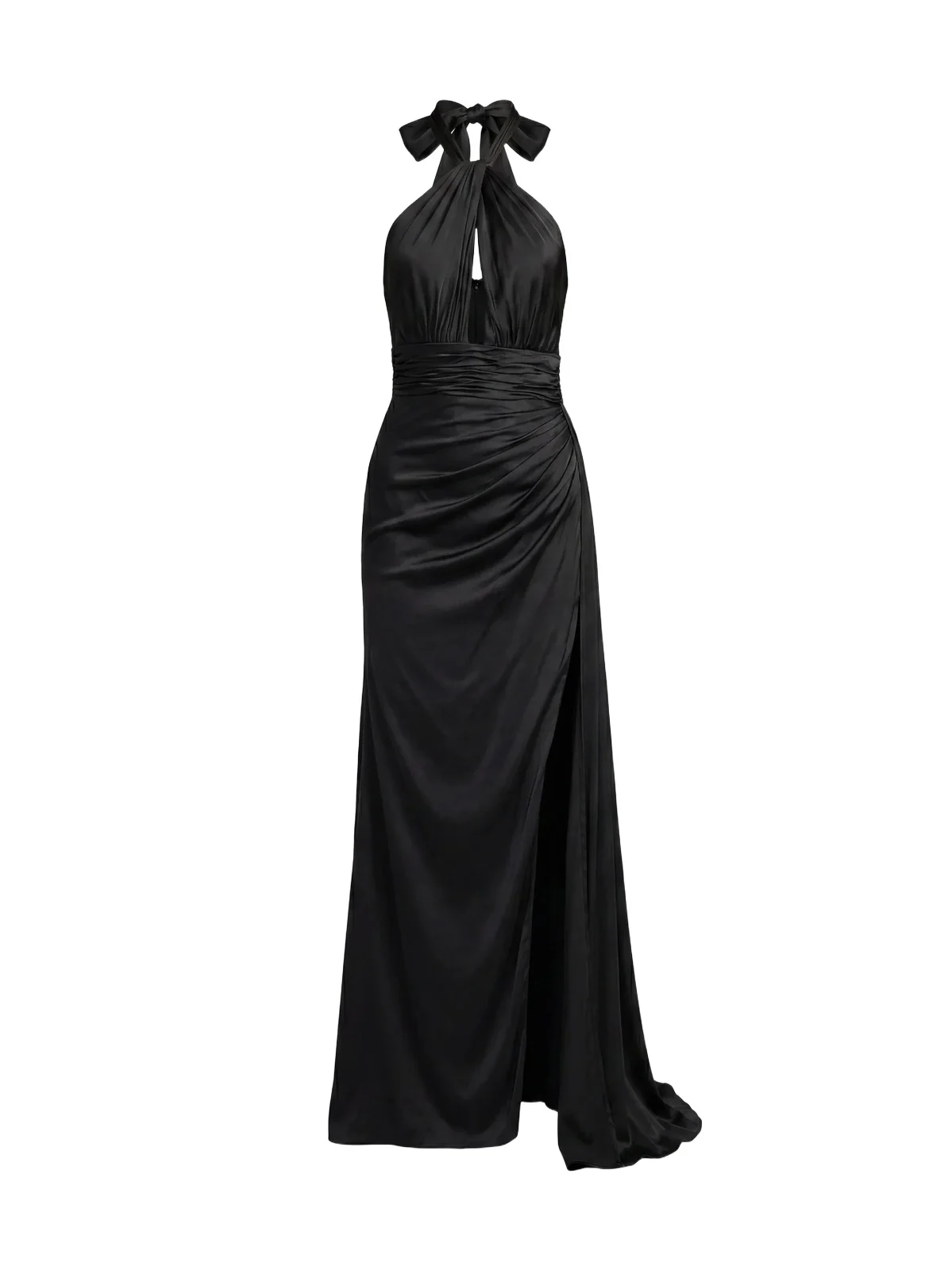 Mac Duggal Women's Satin Side-Slit Halter Gown
