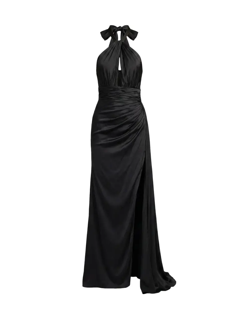 Women's Satin Side-Slit Halter Gown Women's Satin Side-Slit Halter Gown