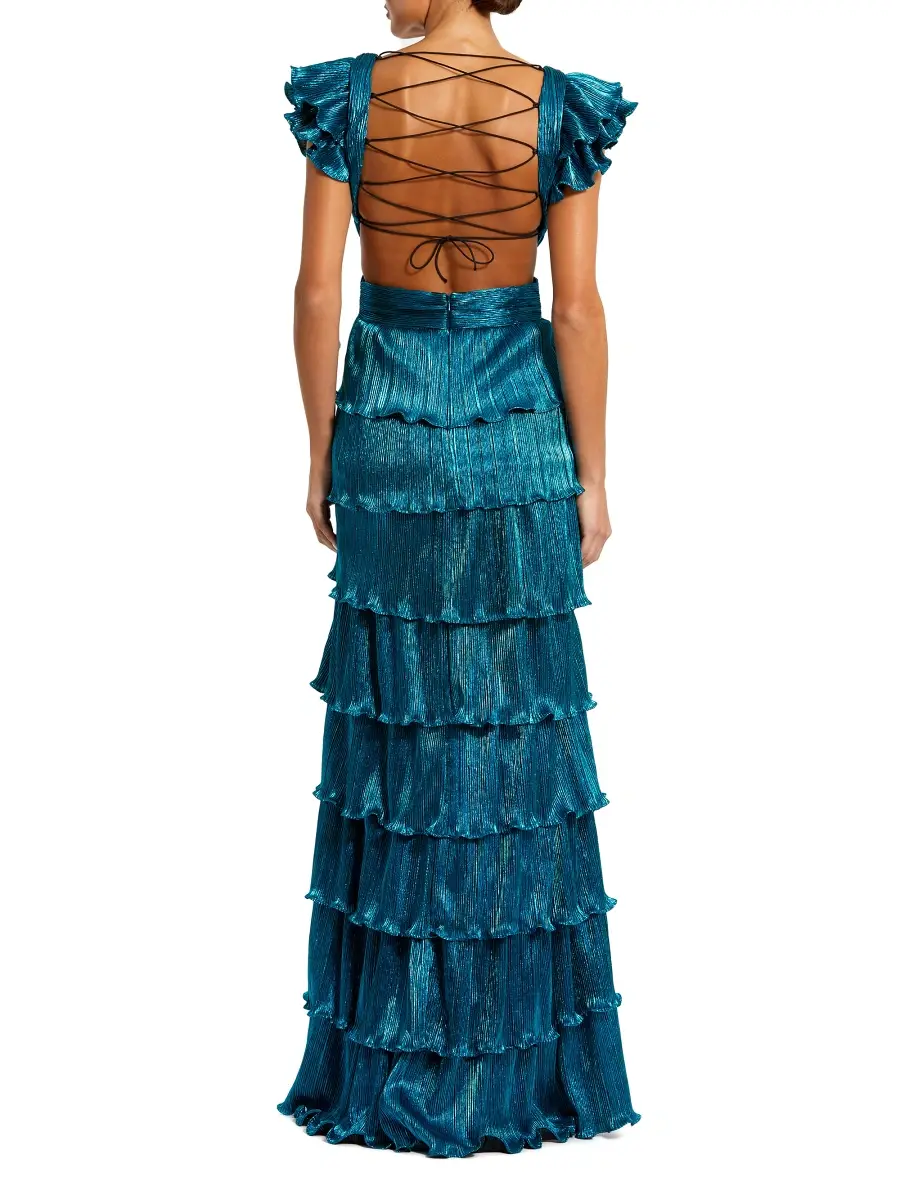 Mac Duggal Women's Ieena Metallic Tiered Gown | Thumbnail 2 Mac Duggal Women's Ieena Metallic Tiered Gown | Thumbnail 2
