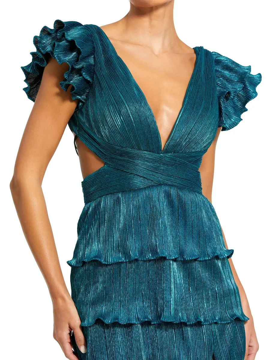 Mac Duggal Women's Ieena Metallic Tiered Gown | Thumbnail 3 Mac Duggal Women's Ieena Metallic Tiered Gown | Thumbnail 3