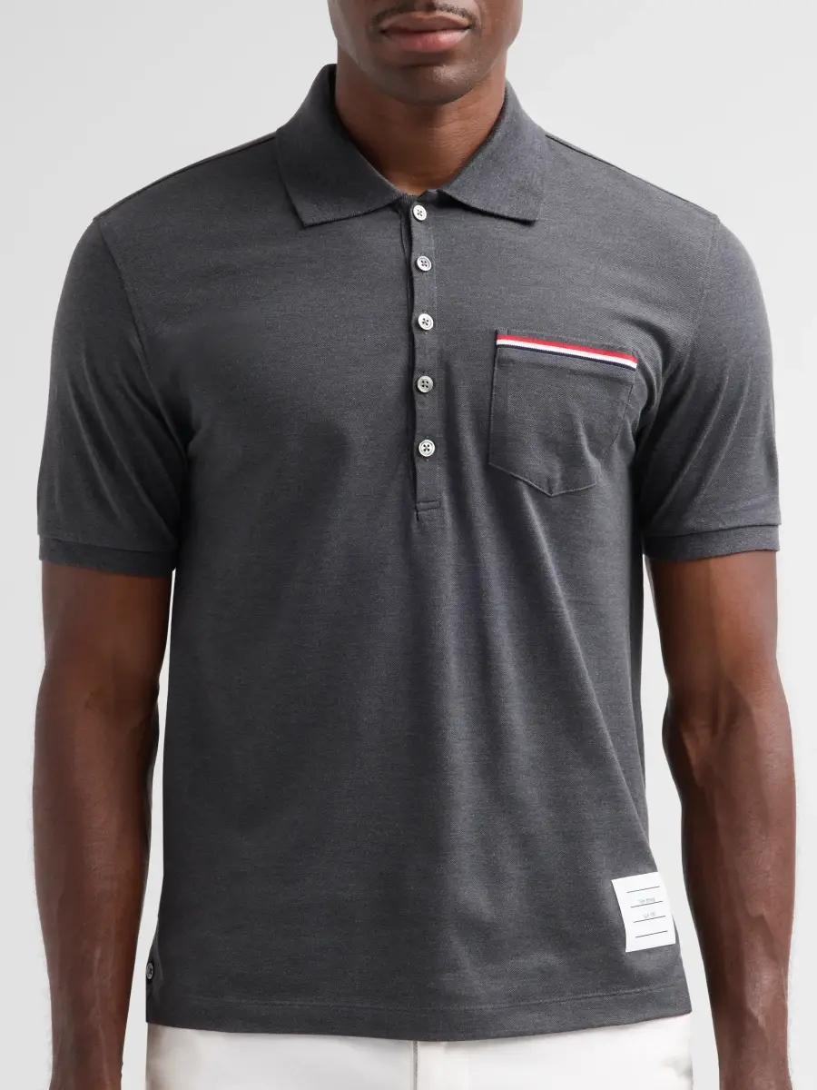 Thom Browne Men's Solid Cotton Pique Polo | Thumbnail 5 Thom Browne Men's Solid Cotton Pique Polo | Thumbnail 5