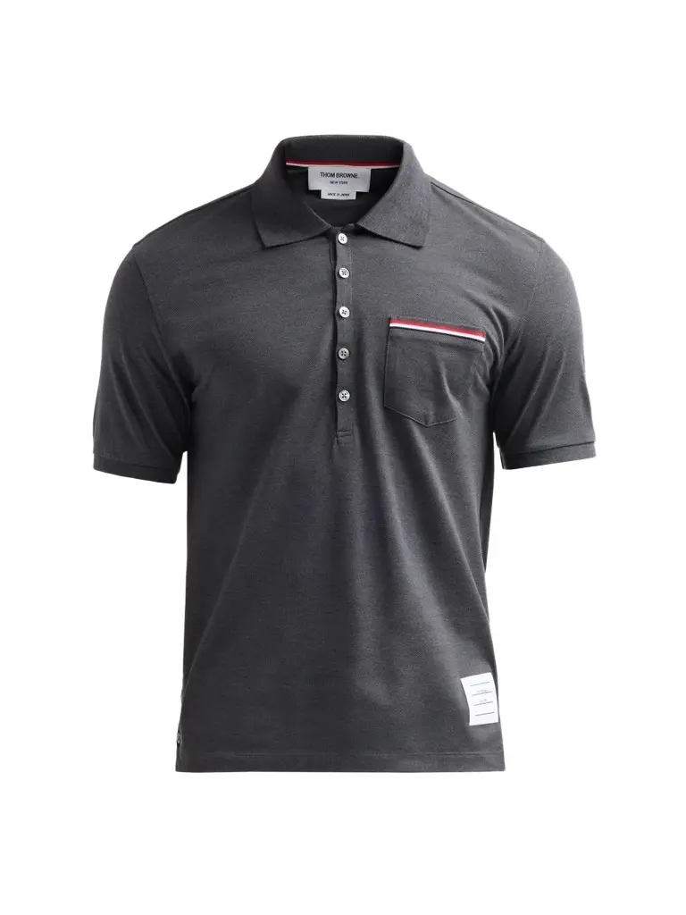 Thom Browne Men's Solid Cotton Pique Polo