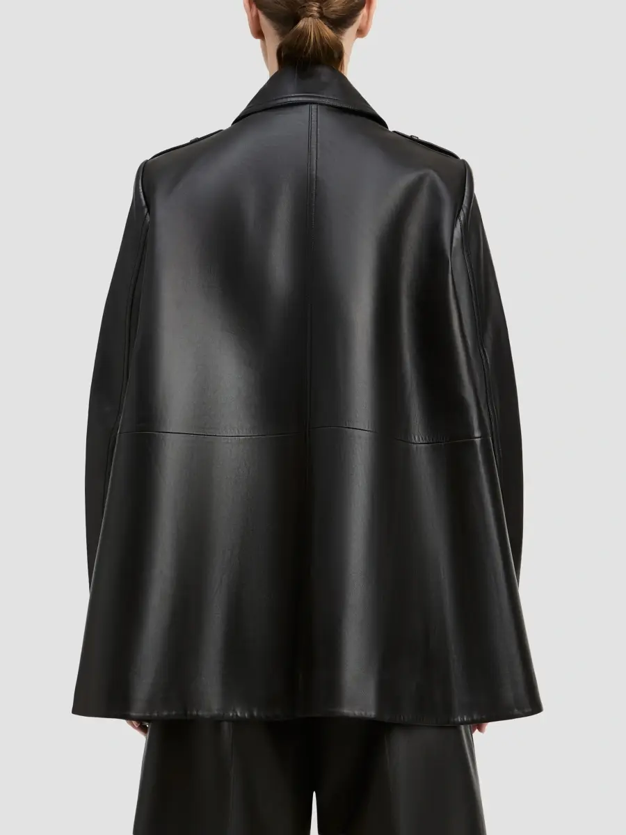 Derek Alexander Women's Juniper Leather Double-Breasted Swing Coat | Thumbnail 3 Derek Alexander Women's Juniper Leather Double-Breasted Swing Coat | Thumbnail 3
