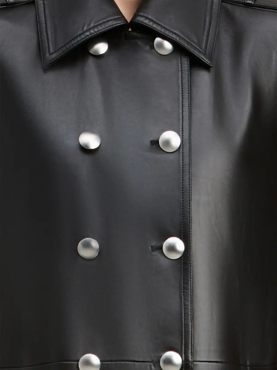 Derek Alexander Women's Juniper Leather Double-Breasted Swing Coat | Thumbnail 6 Derek Alexander Women's Juniper Leather Double-Breasted Swing Coat | Thumbnail 6
