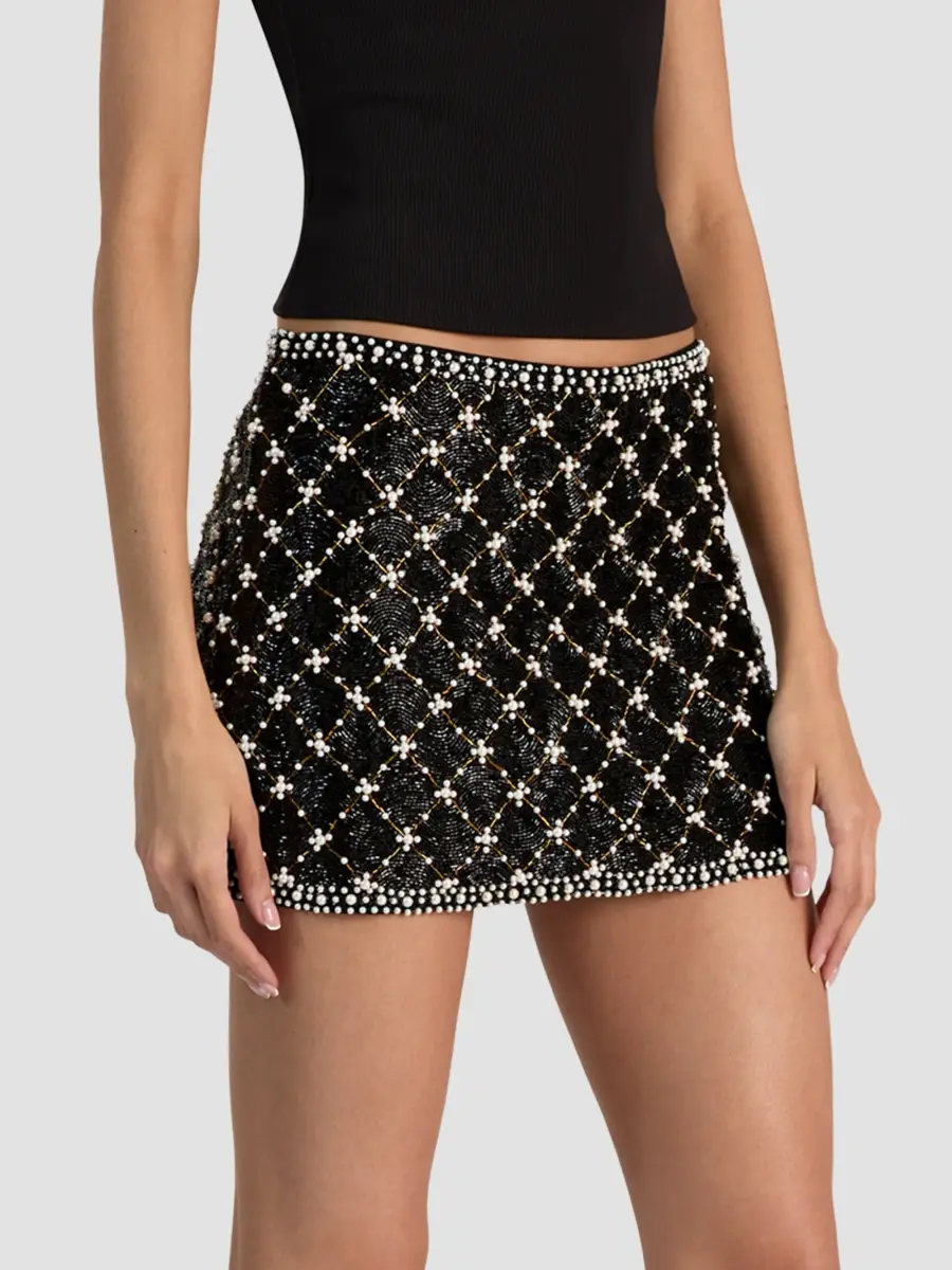 Alice + Olivia Women's Rubi Embellished A-Line Mini Skirt | Thumbnail 6 Alice + Olivia Women's Rubi Embellished A-Line Mini Skirt | Thumbnail 6