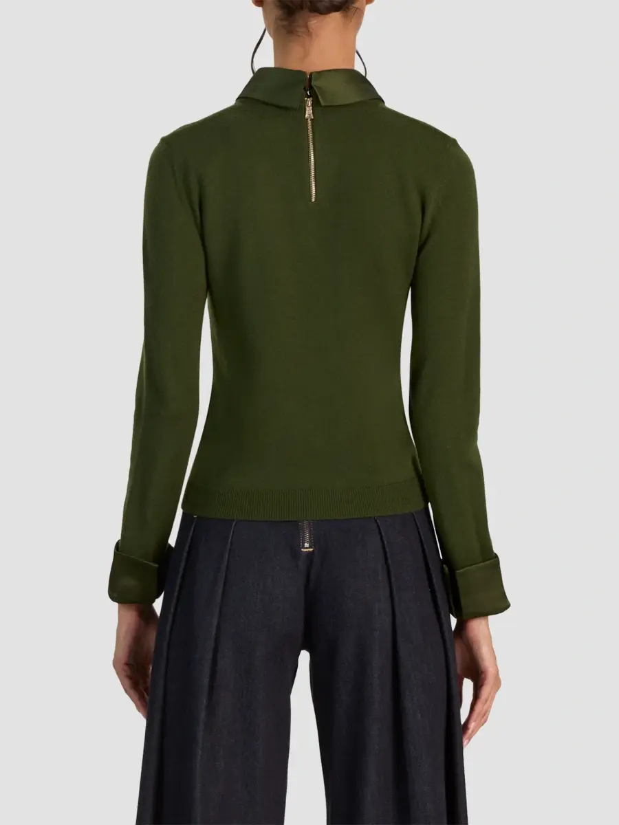 Alice + Olivia Women's Porla Wool-Blend Spread-Collar Sweater | Thumbnail 3 Alice + Olivia Women's Porla Wool-Blend Spread-Collar Sweater | Thumbnail 3