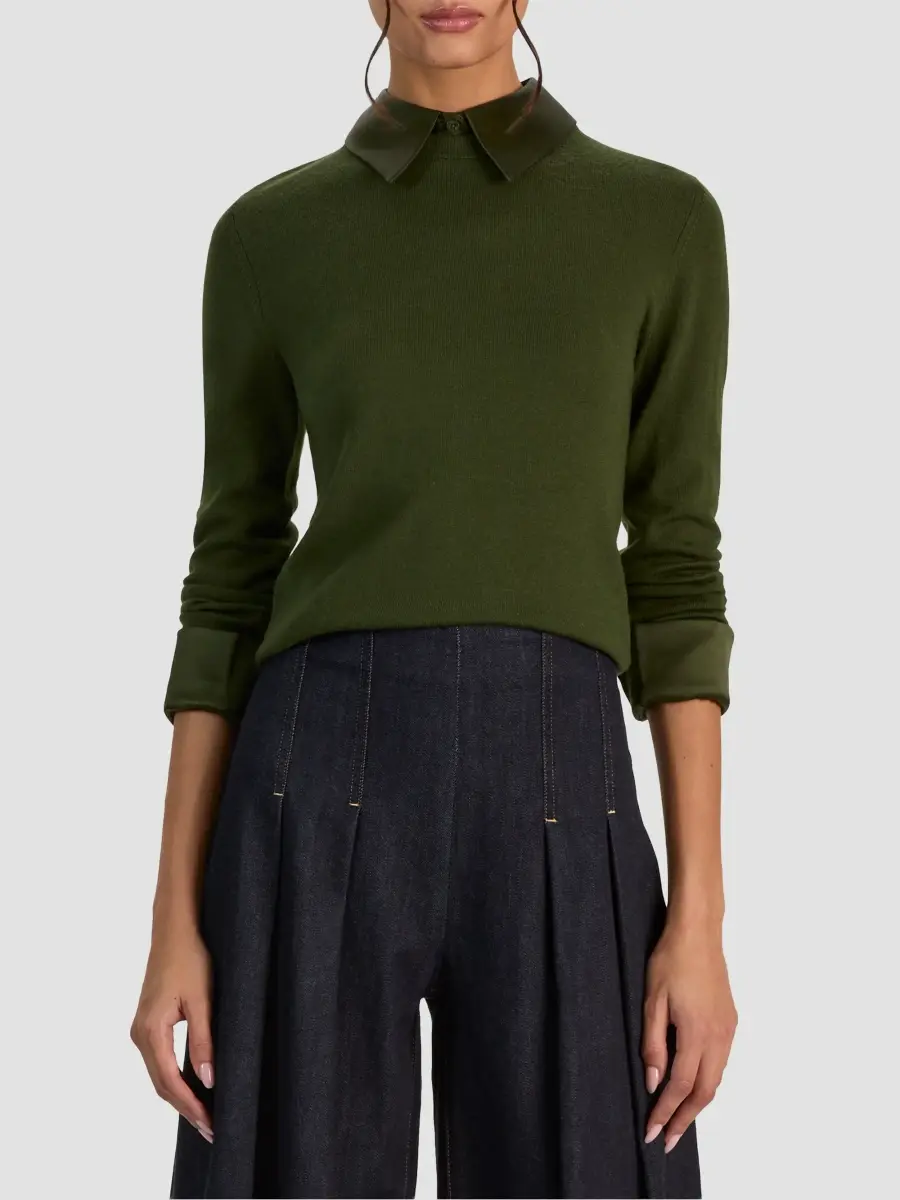 Alice + Olivia Women's Porla Wool-Blend Spread-Collar Sweater | Thumbnail 4 Alice + Olivia Women's Porla Wool-Blend Spread-Collar Sweater | Thumbnail 4
