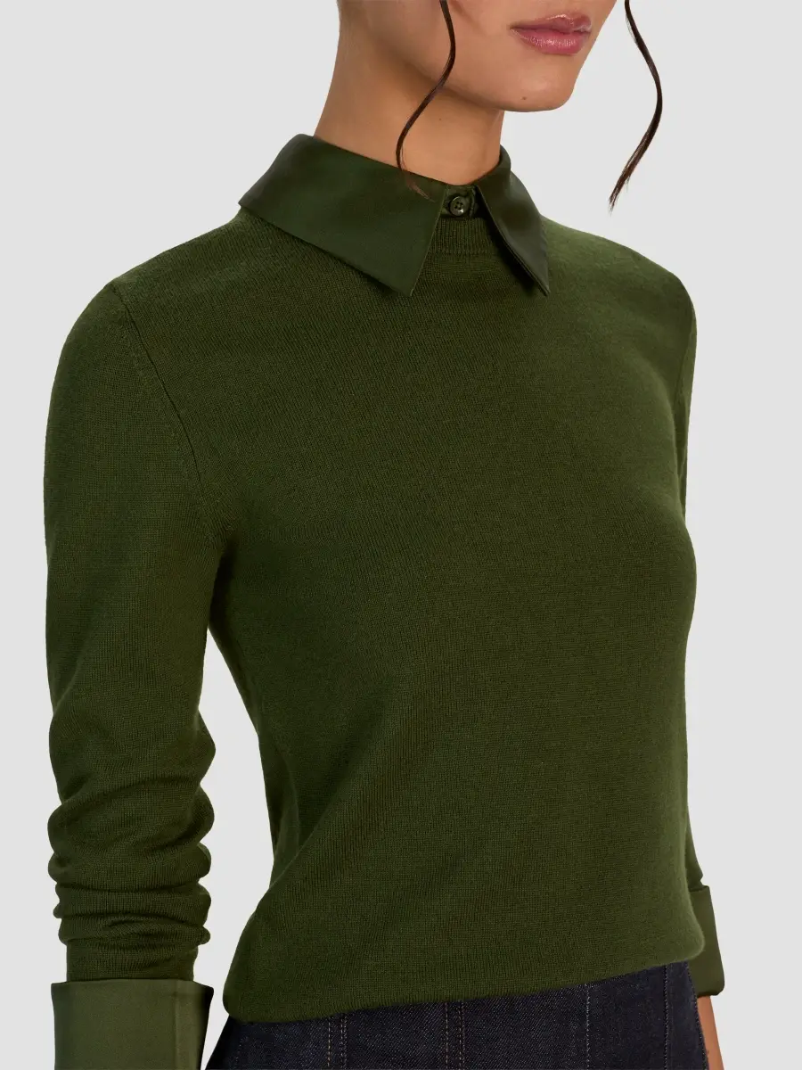 Alice + Olivia Women's Porla Wool-Blend Spread-Collar Sweater | Thumbnail 5 Alice + Olivia Women's Porla Wool-Blend Spread-Collar Sweater | Thumbnail 5