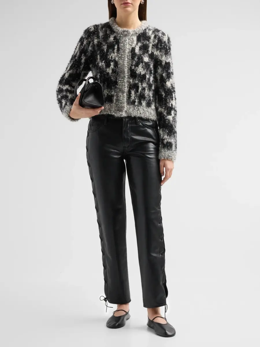 Mother Women's The Lace-Up Zip Hiker Hover Faux-Leather Pants | Thumbnail 2 Mother Women's The Lace-Up Zip Hiker Hover Faux-Leather Pants | Thumbnail 2