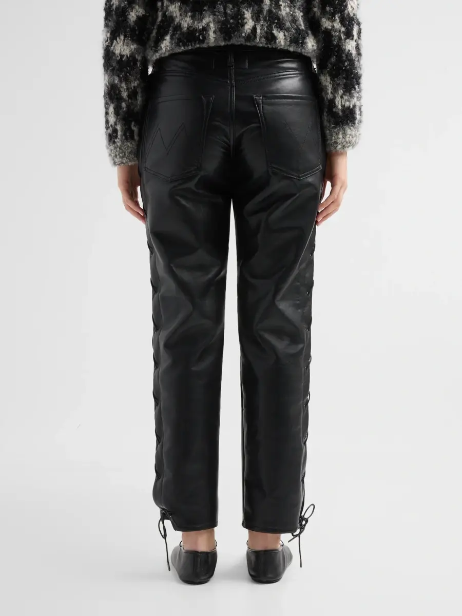 Mother Women's The Lace-Up Zip Hiker Hover Faux-Leather Pants | Thumbnail 3 Mother Women's The Lace-Up Zip Hiker Hover Faux-Leather Pants | Thumbnail 3
