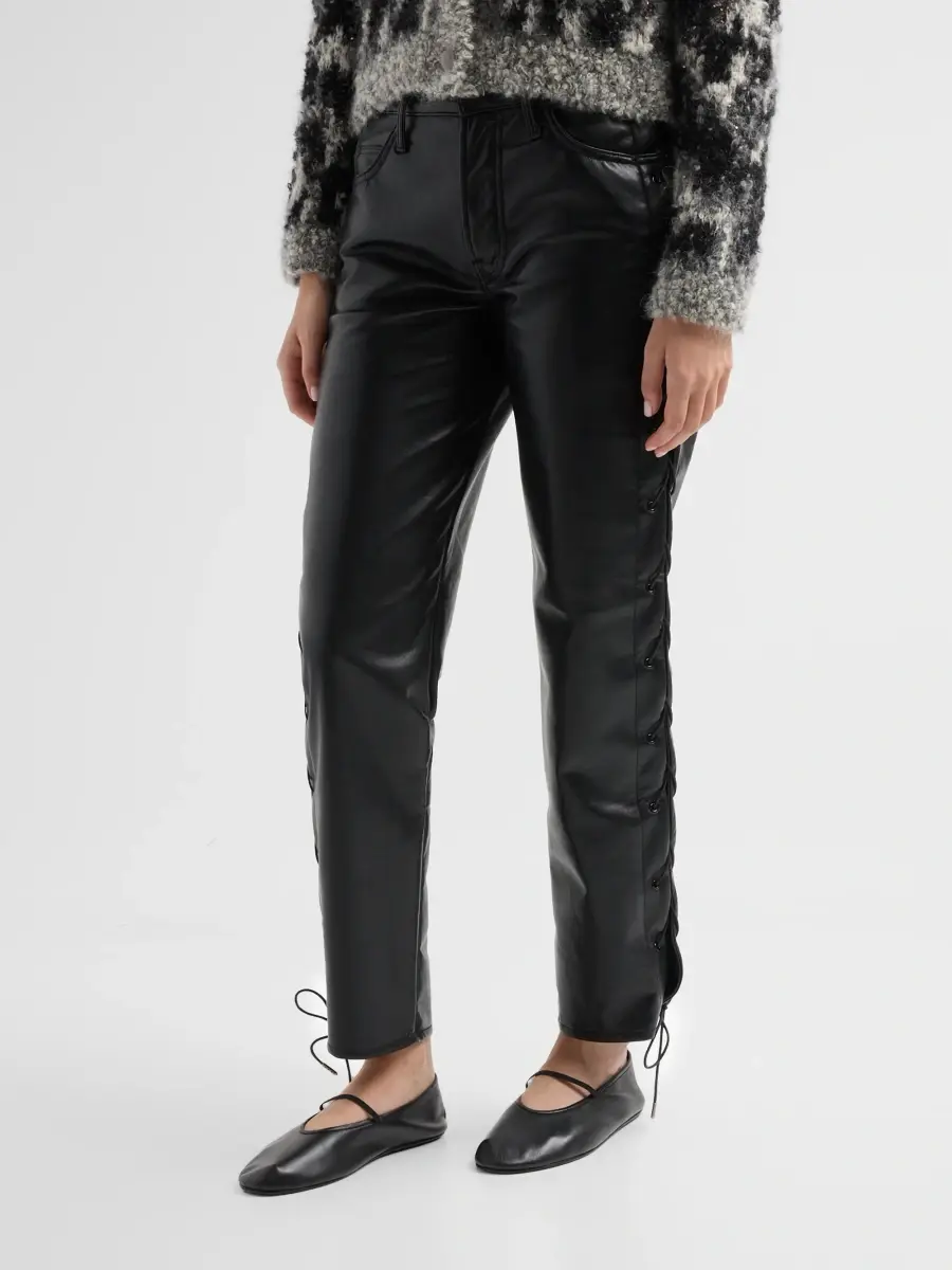 Mother Women's The Lace-Up Zip Hiker Hover Faux-Leather Pants | Thumbnail 4 Mother Women's The Lace-Up Zip Hiker Hover Faux-Leather Pants | Thumbnail 4