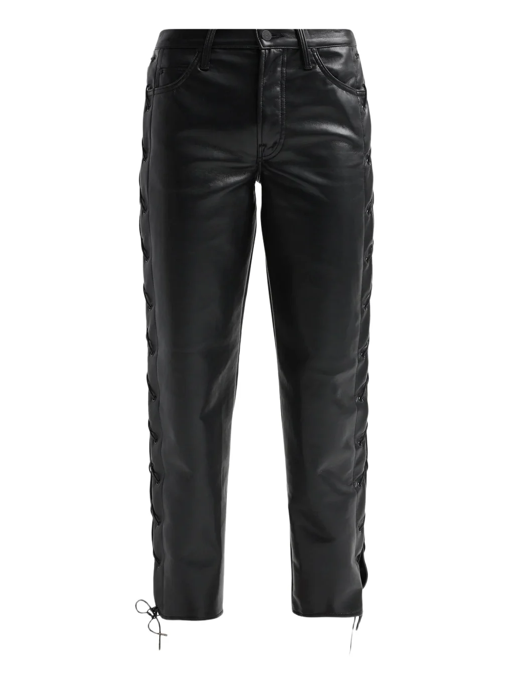 Mother Women's The Lace-Up Zip Hiker Hover Faux-Leather Pants
