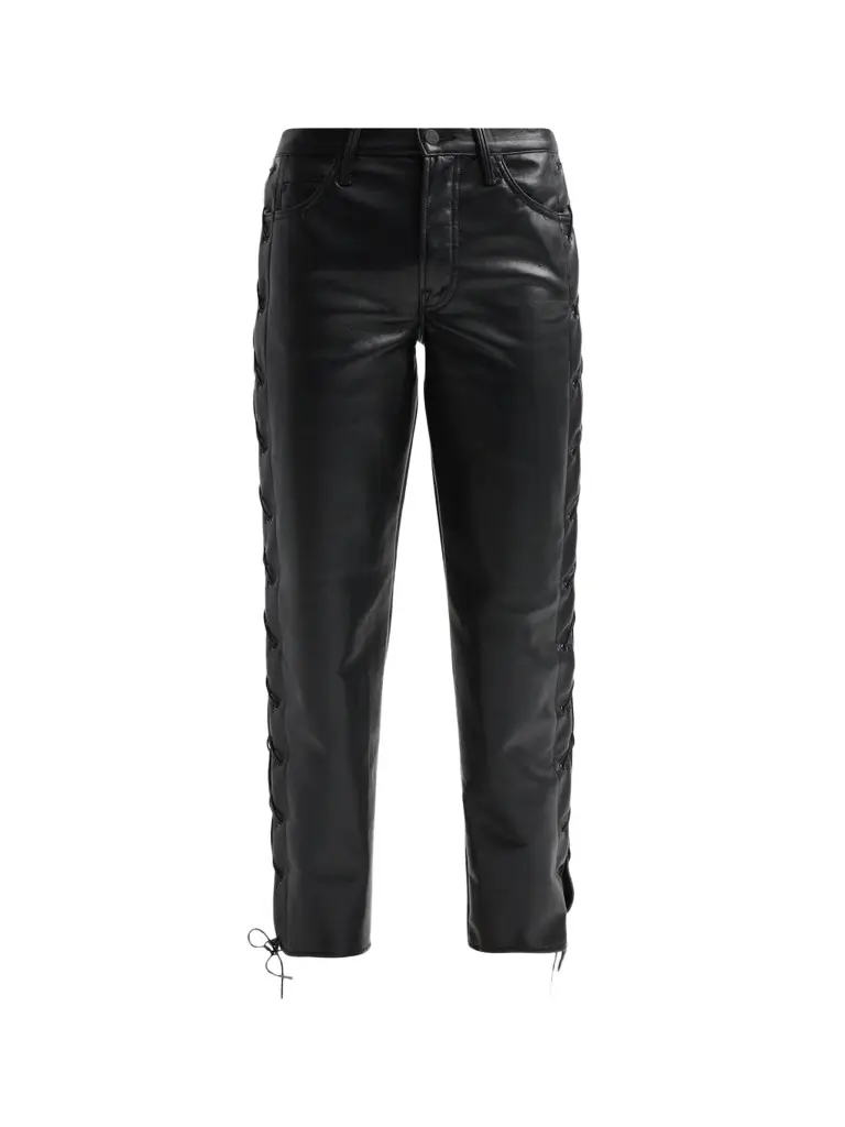 Mother Women's The Lace-Up Zip Hiker Hover Faux-Leather Pants