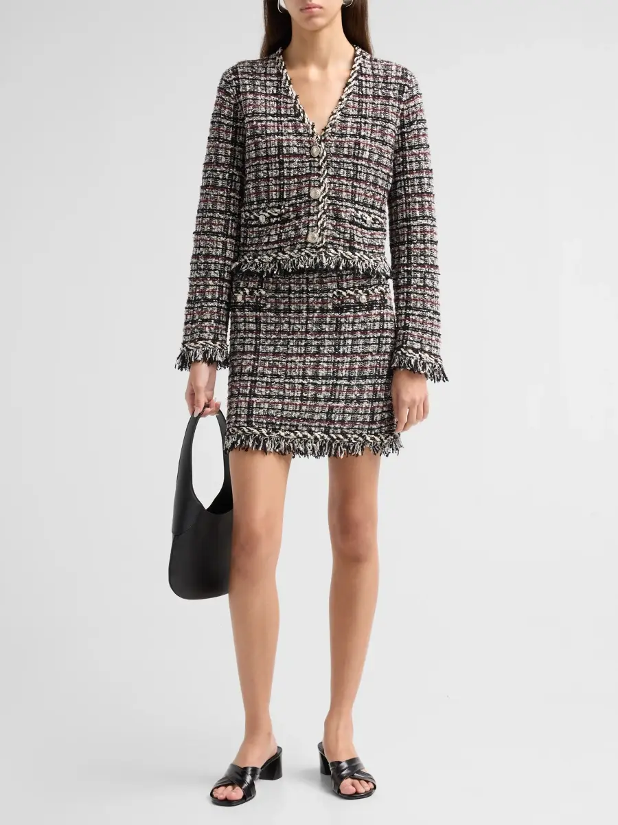 Milly Women's Daphne Fringe Tweed Jacket | Thumbnail 2 Milly Women's Daphne Fringe Tweed Jacket | Thumbnail 2