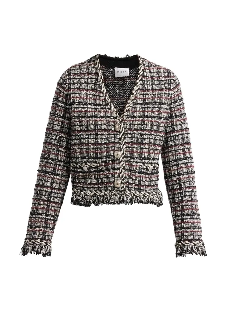 Milly Women's Daphne Fringe Tweed Jacket