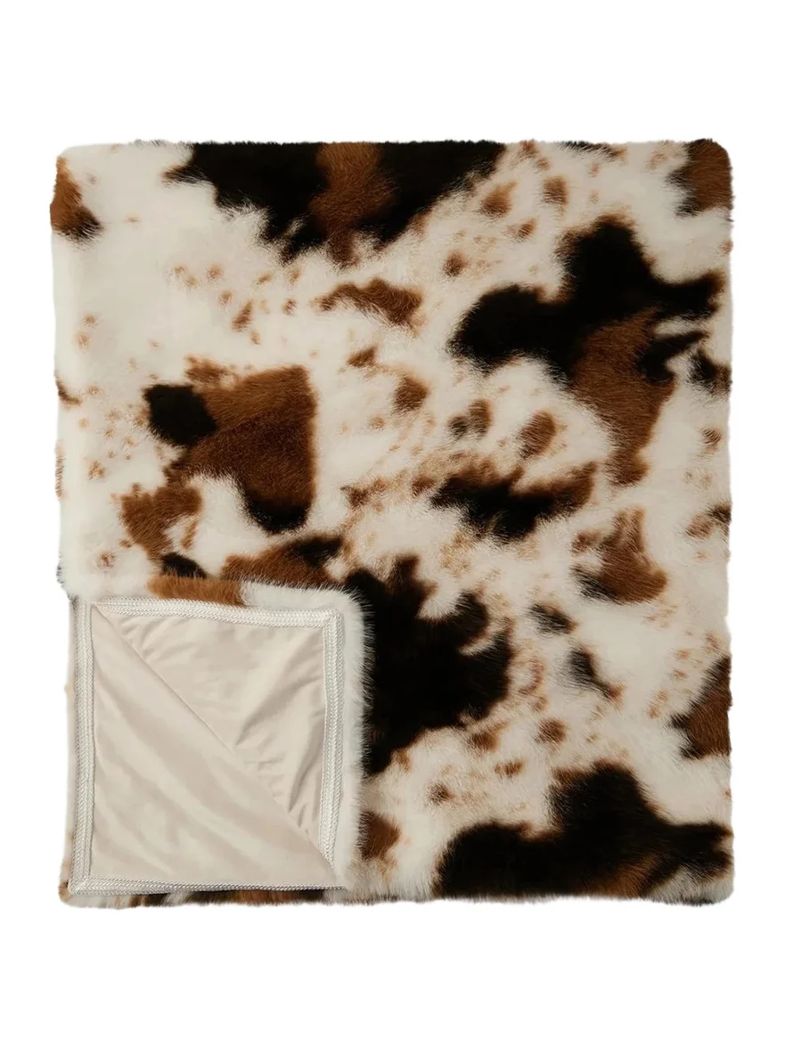 Lyla Grant Cow-Print Faux-Fur Throw Blanket